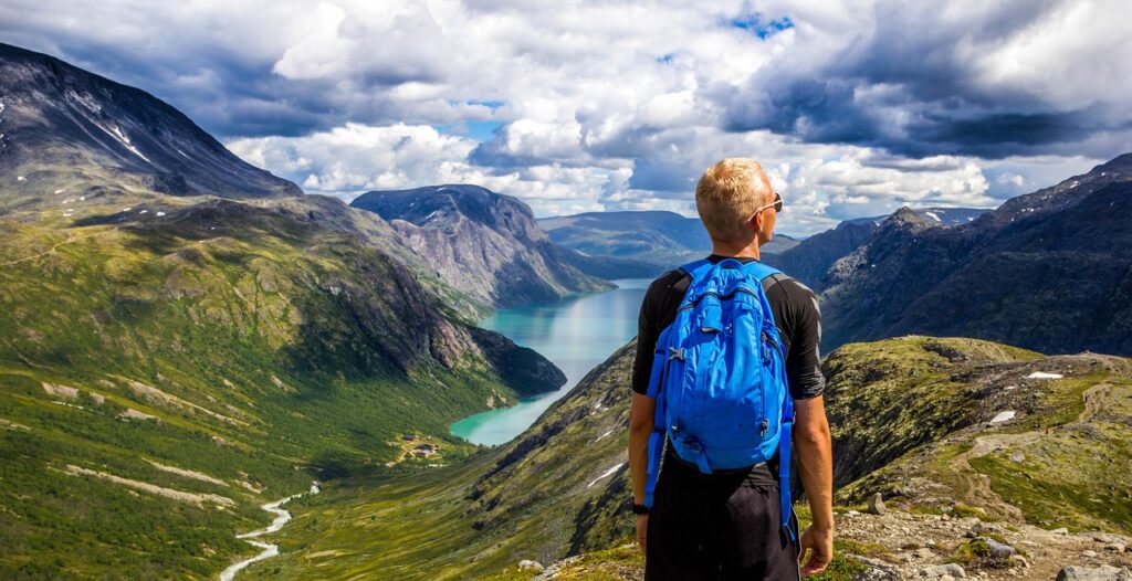 backpacker, mountains, panorama, viewpoint, backpacking, hiker, hiking, mountain ranges, valley, mountain valley, lake, mountain lake, landscape, nature, norway, outdoors, bessegen, man, hiking, hiking, hiking, hiking, hiking, norway, norway, norway, man, man